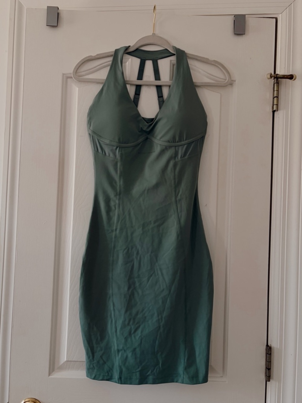 New Whittney Simmons Gymshark Sage Green Halter Mini Dress - Size Small